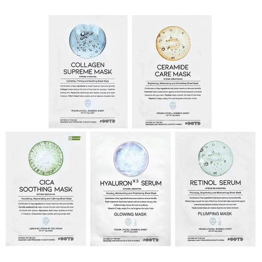 #OOTD Hydrating Serum Sheet Mask Starter Kit (5 Sheets) Korean Masks
