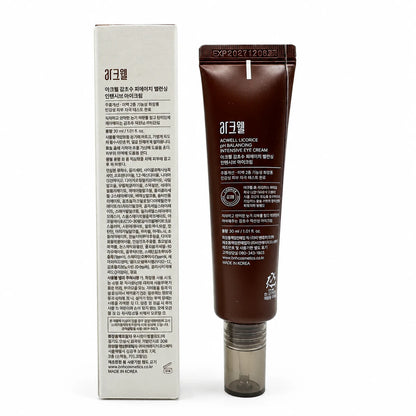 ACWELL Licorice pH Balancing Intensive Eye Cream 30 ml showing back packaging and ingredients