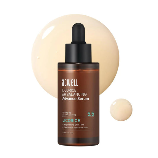 ACWELL 5.5 Licorice Facial Serum 30 ml bottle with a glossy serum texture