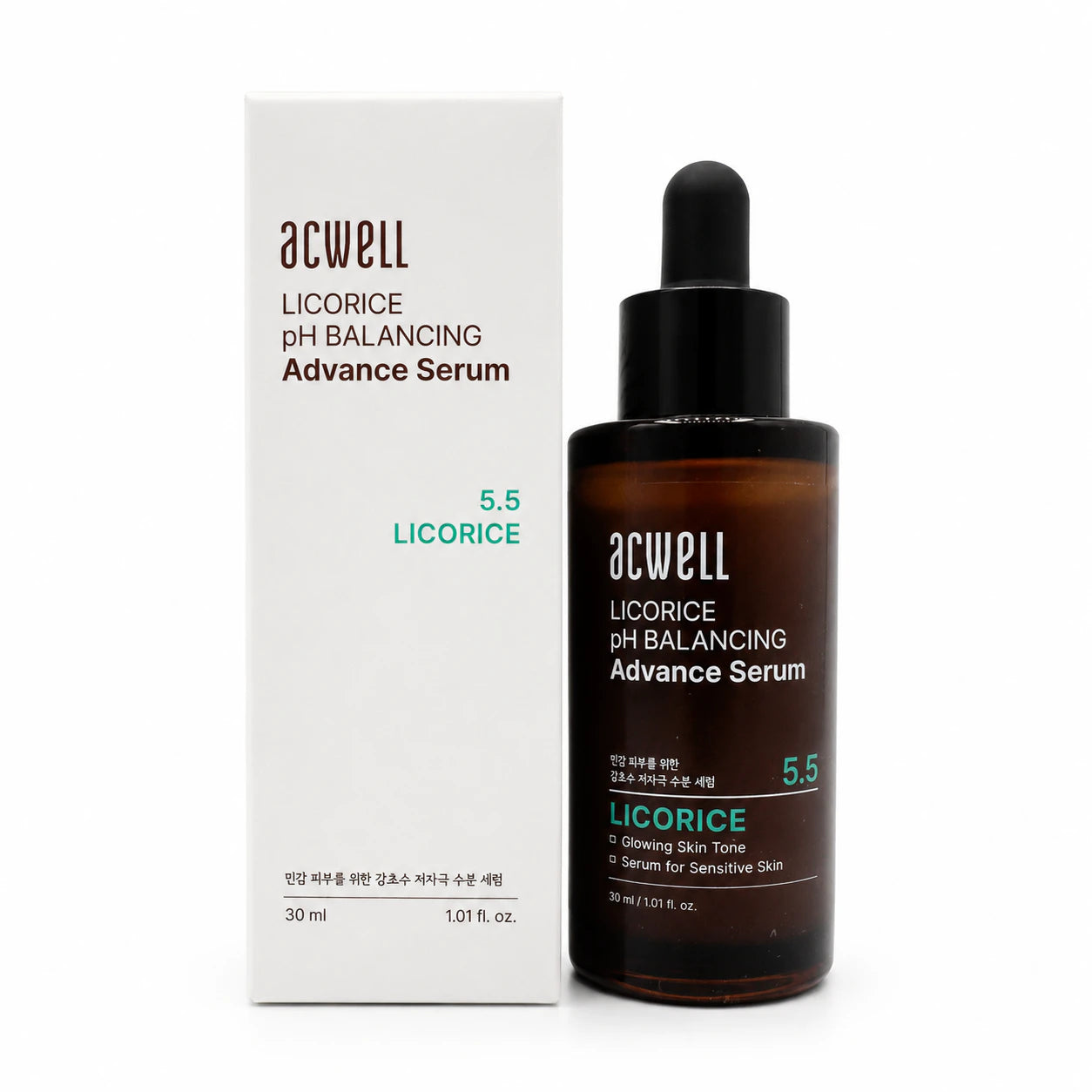 ACWELL Licorice pH Balancing Advanced Facial Serum 30 ml bottle and box