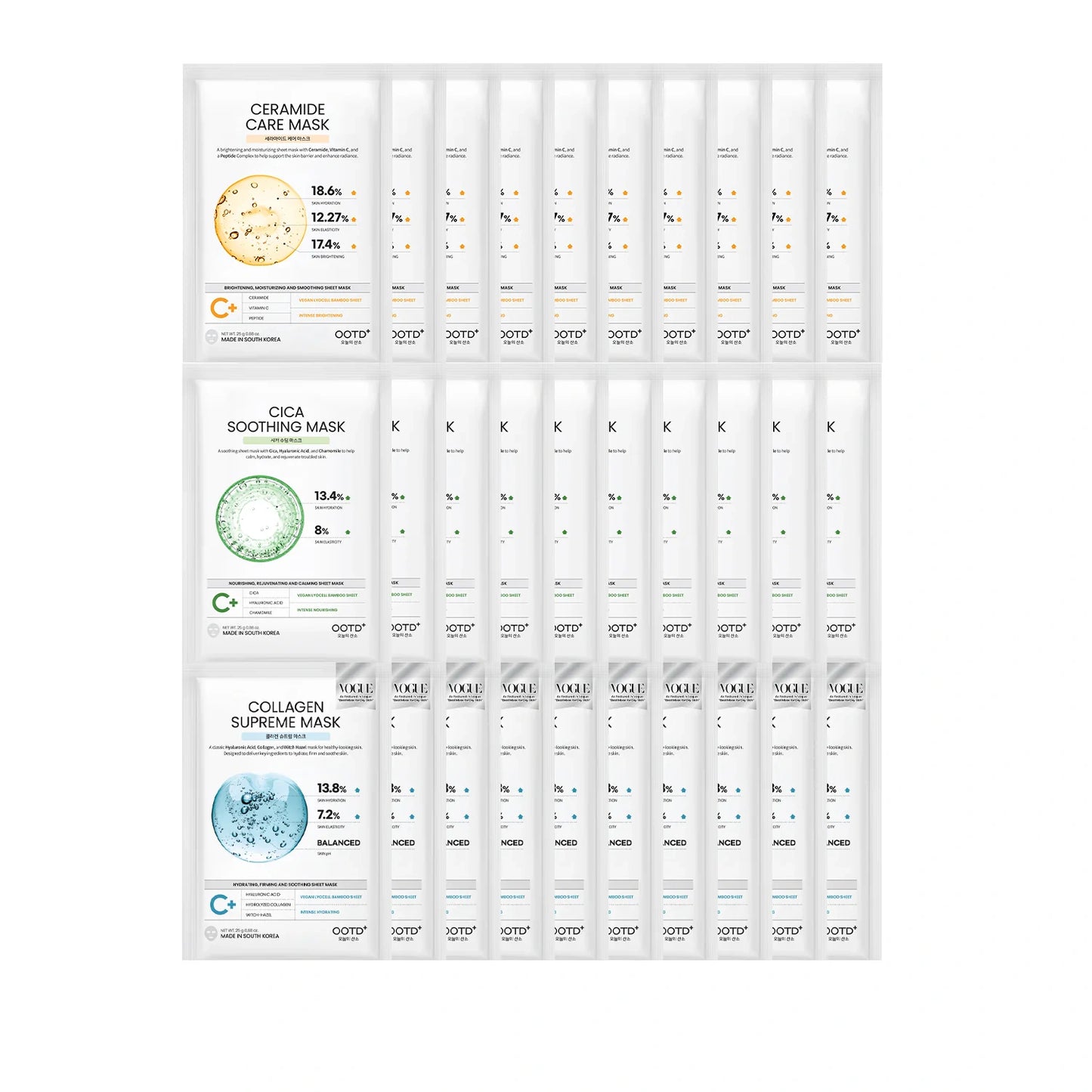 #OOTD Hydrating Essence Sheet Mask Pack (30 Sheets) Korean Masks