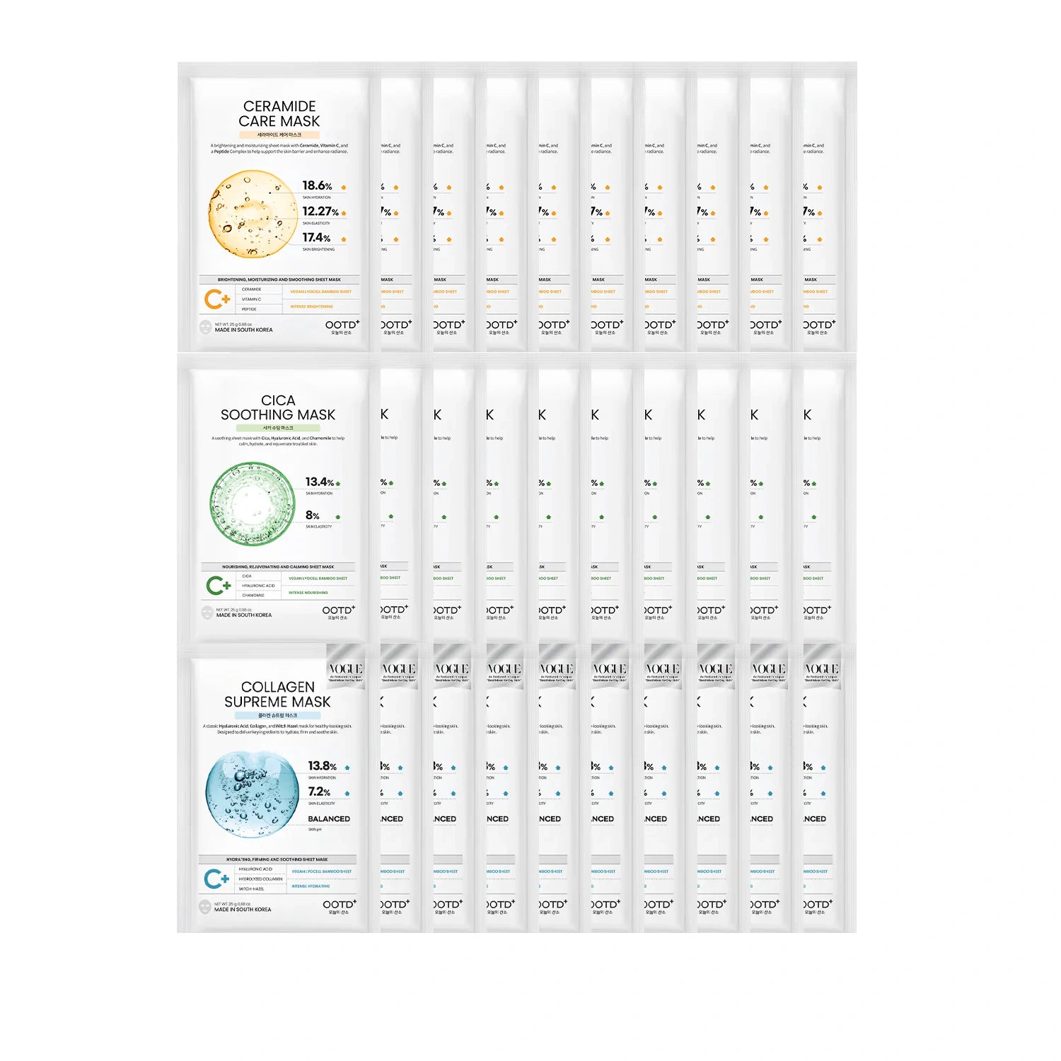 #OOTD Hydrating Essence Sheet Mask Pack (30 Sheets) Korean Masks