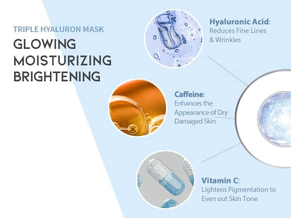 #OOTD Triple Hyaluronic Acid Serum Glowing Mask (10 Sheets) Korean Masks