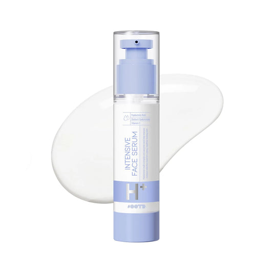 #OOTD Intensive Moisture Face Serum A.M 50ml bottle in front of a white product swatch on a white background.