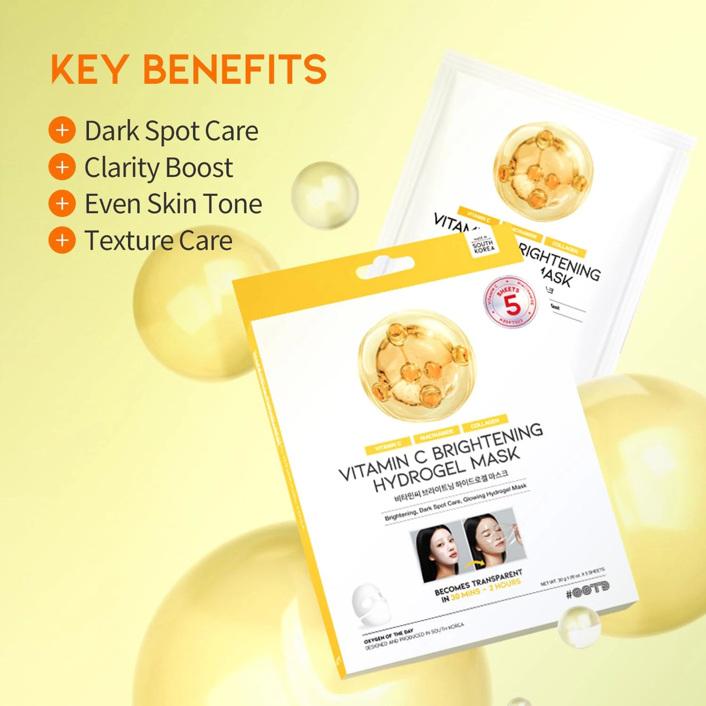 #OOTD Vitamin C Brightening Hydrogel Mask (5 Sheets) Korean Masks