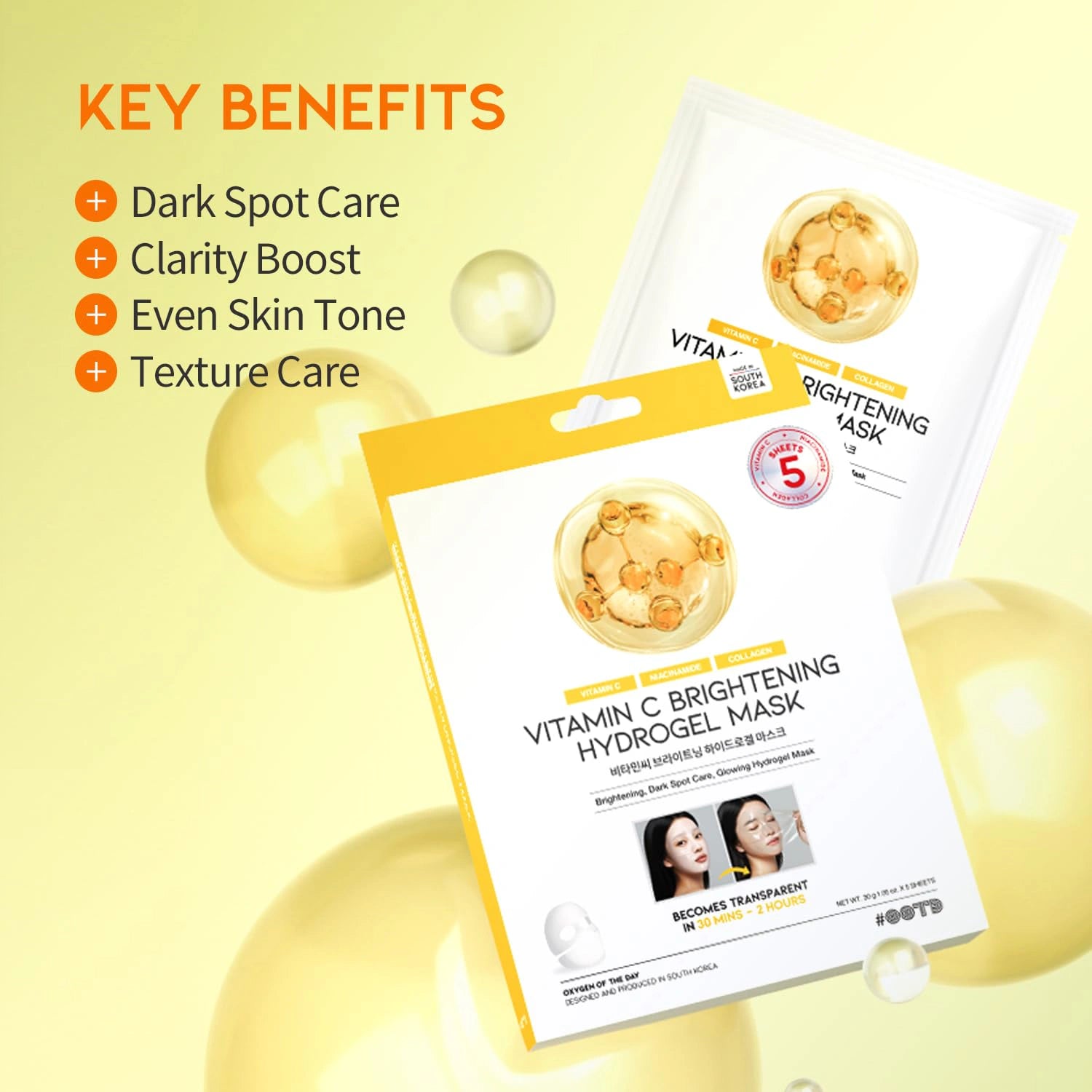 #OOTD Vitamin C Brightening Hydrogel Mask (5 Sheets) Korean Masks