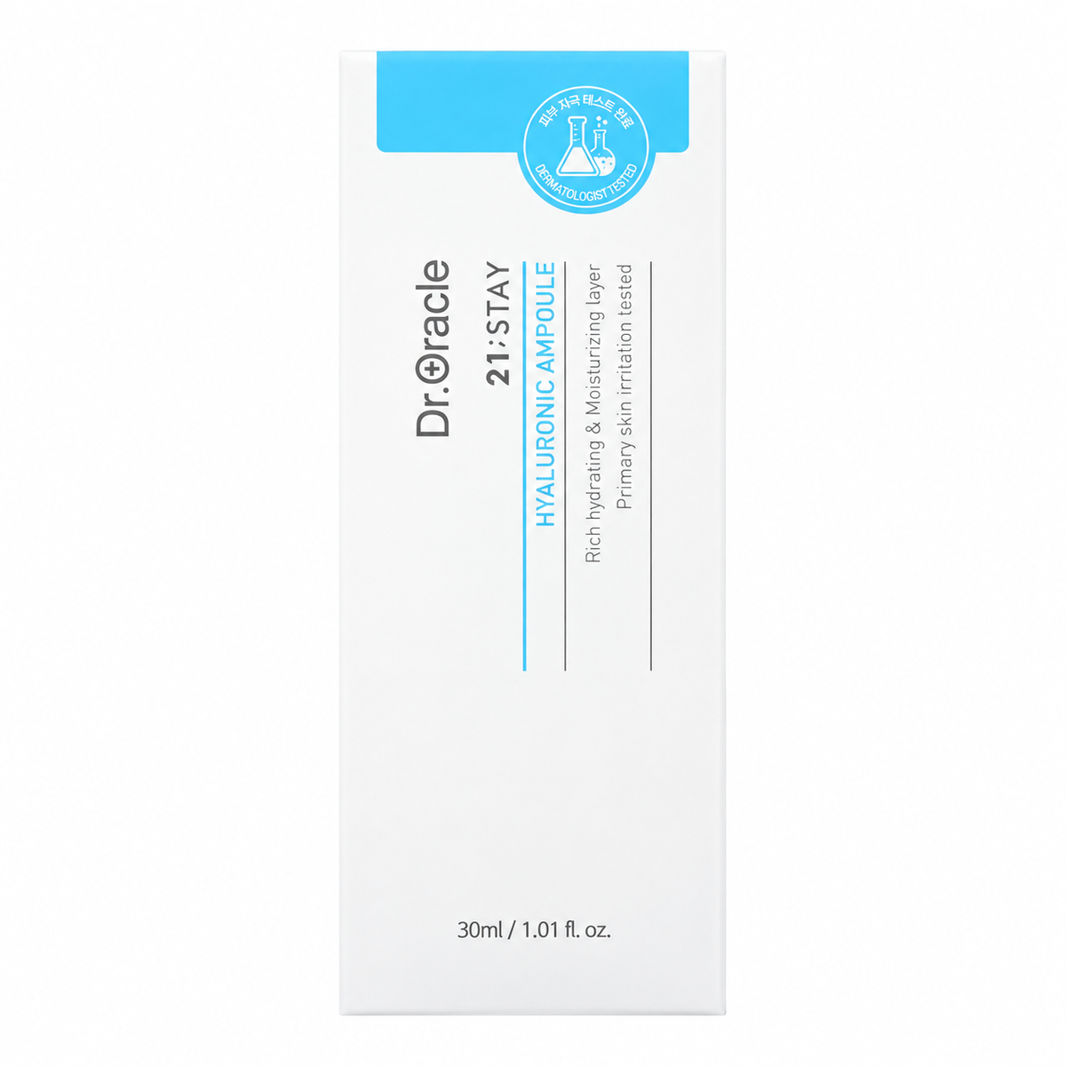 Dr. Oracle 21;Stay Hyaluronic Ampoule 30ml packaging and product information.