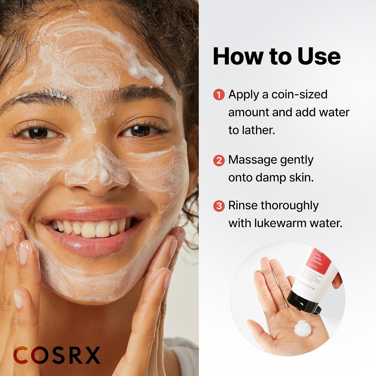 COSRX Salicylic Acid Daily Gentle Cleanser 150ml, 0.5% salicylic acid facial wash.