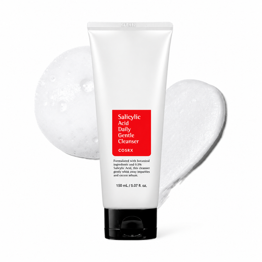COSRX Salicylic Acid Daily Gentle Cleanser 150ml white tube with red label and black flip-top cap.