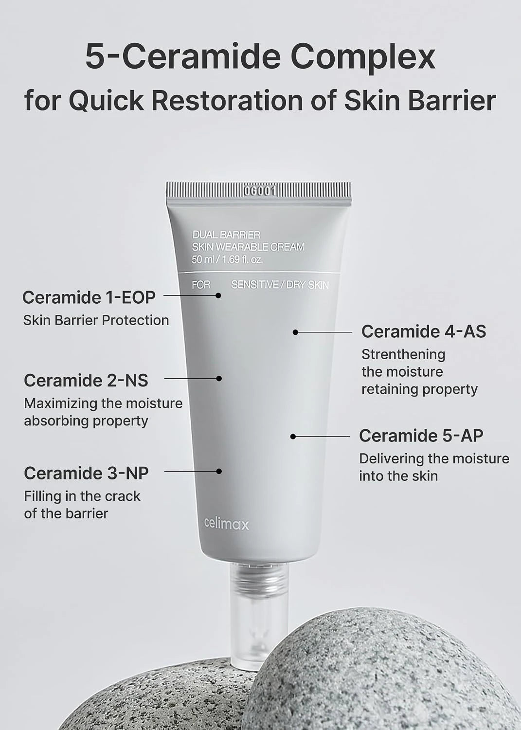 celimax Dual Barrier Skin Wearable Cream with five ceramides and hyaluronic acid