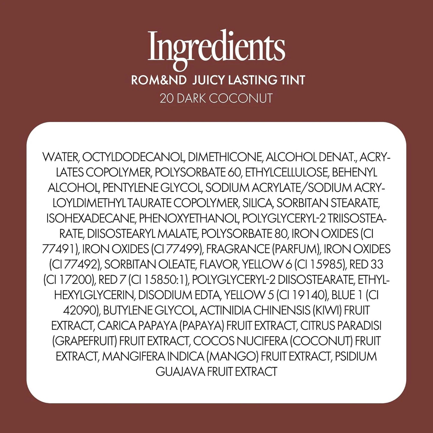 rom&nd Juicy Lasting Tint 20 Dark Coconut 5.5g