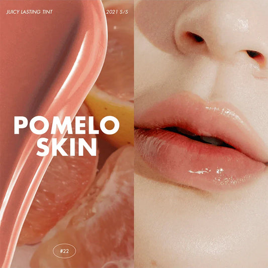 Pomelo Skin shade card with close-up lips for rom&nd Juicy Lasting Tint 22