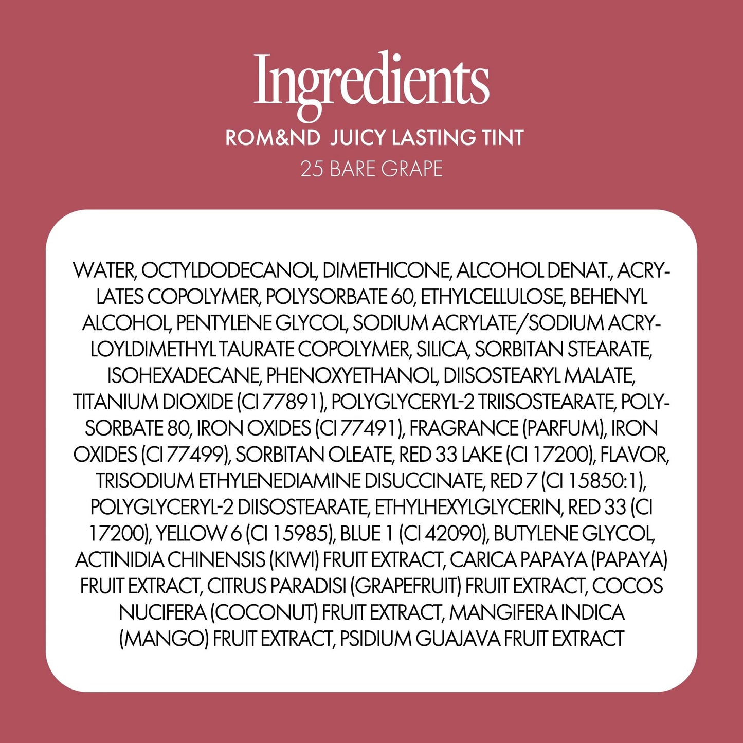 rom&nd Juicy Lasting Tint 25 Bare Grape, 5.5g