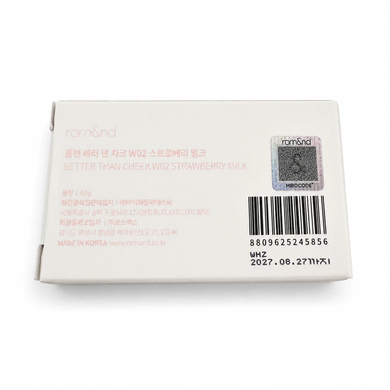 rom&nd Better Than Cheek W02 Strawberry Milk 4g