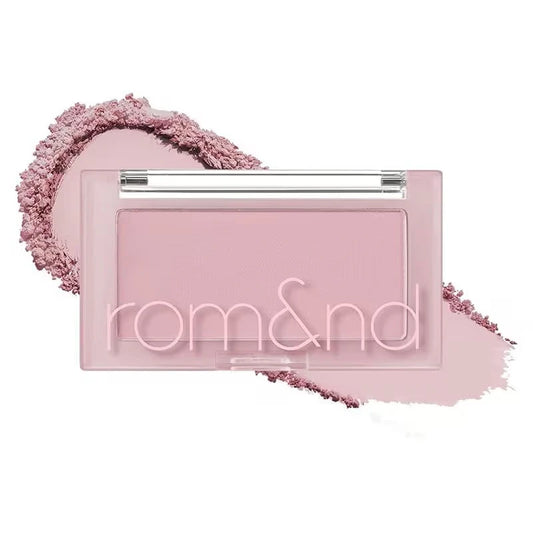 rom&nd Better Than Cheek N02 Vine Nude compact with muted nude-mauve blush and a matching swatch
