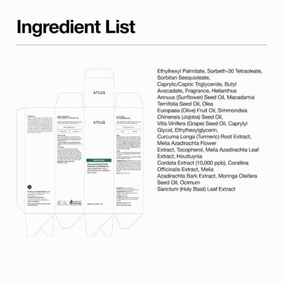ANUA Heartleaf Pore Control Cleansing Oil ingredient list shown on package diagrams.