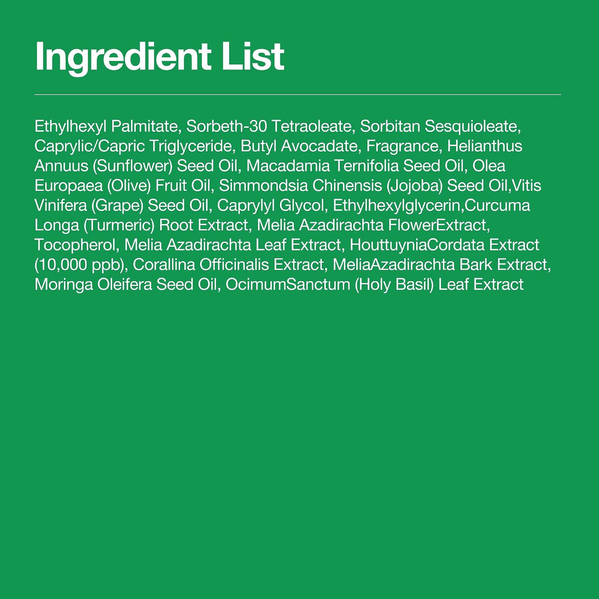 ANUA Heartleaf Pore Control Cleansing Oil full ingredient list on a green background.