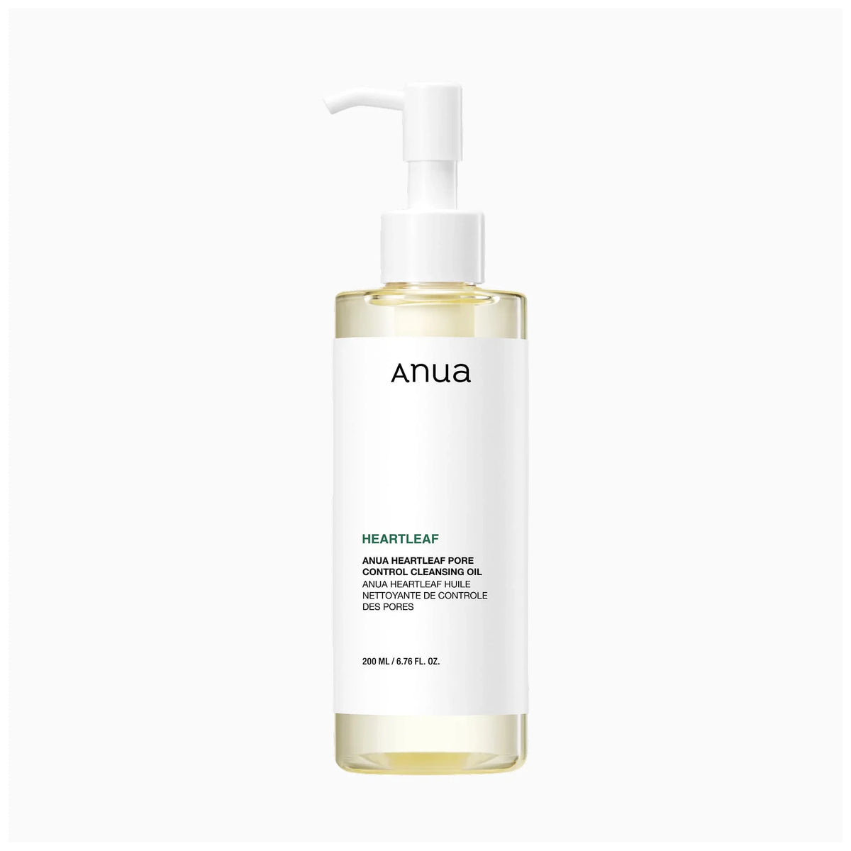 ANUA Heartleaf Pore Control Cleansing Oil 200ml pump bottle on a white background.