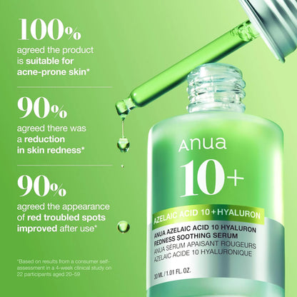 ANUA Azelaic Acid 10 Hyaluron Redness Soothing Serum excess facial oil comparison