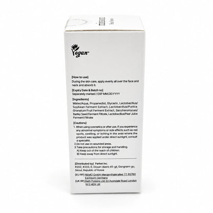 mixsoon Bean Essence 30 ml box panel showing vegan mark, directions, ingredients, and cautions.