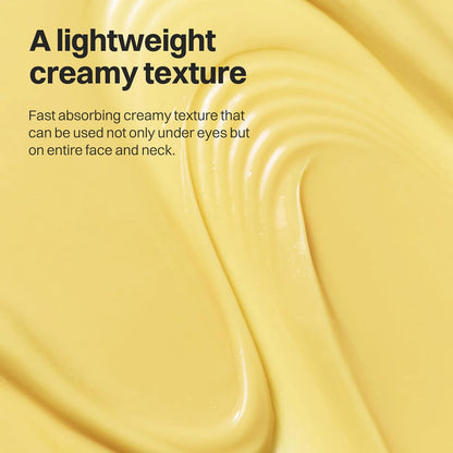 Beauty of Joseon Revive Eye Serum Ginseng + Retinal 30ml texture panel showing swirls of lightweight, creamy yellow serum.