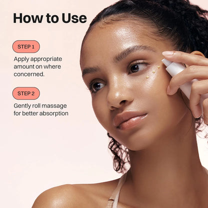 Beauty of Joseon Revive Eye Serum Ginseng + Retinal 30ml how-to-use panel with a model applying serum near the outer eye.