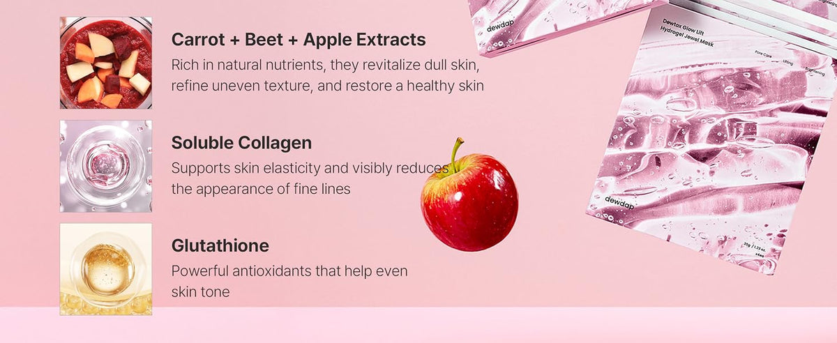 dewdap Dewtox Glow Lift Hydrogel Jewel Mask, 4 Sheets product information panel 03