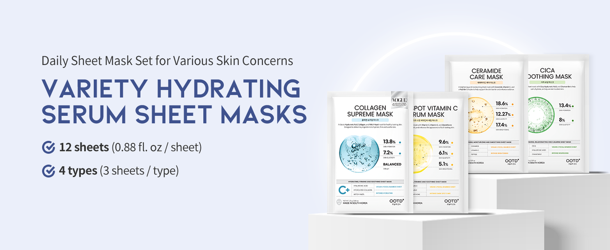 #OOTD Variety Hydrating Serum Sheet Mask Set, 12 Sheets product information panel 01