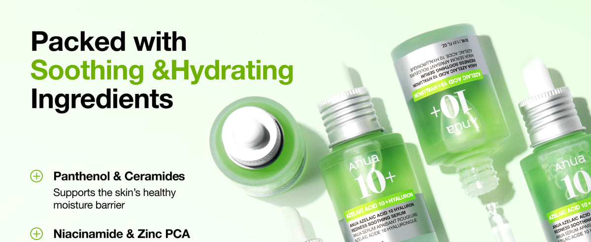 ANUA Azelaic Acid 10 Hyaluron Redness Soothing Serum soothing and hydrating ingredient overview