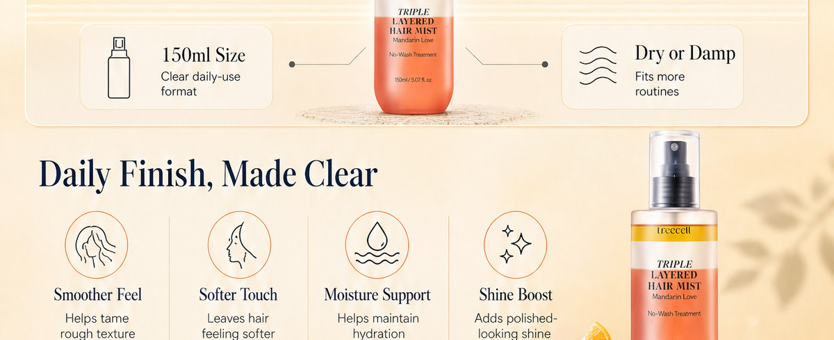 TREECELL Triple Layered Hair Mist Mandarin Love No-Wash Treatment 150ml product information panel 03