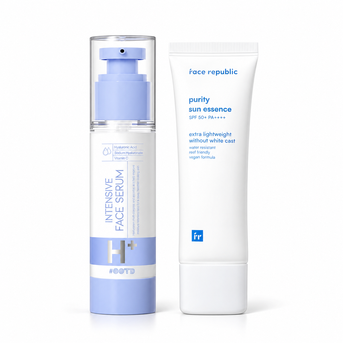 Hydrating serum and SPF 50+ sunscreen duo for dry, dull looking skin