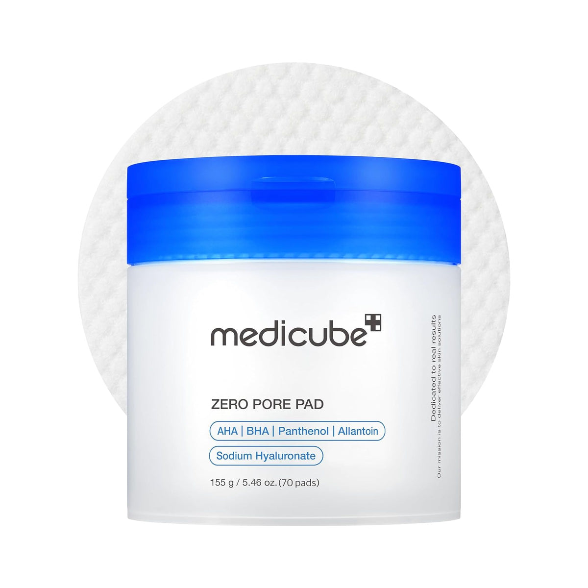 medicube Zero Pore Pad 2.0 70-count jar with blue lid on a white background