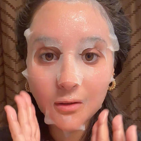 Watch a Haven Co. Beauty host demonstrate the serum-rich texture and application of #OOTD Triple Hyaluronic Acid Serum Glowing Mask, show how to leave the sheet mask on for about 15–20 minutes, and reveal the luminous, hydrated-looking finish. It contains hyaluronic acid, caffeine, and vitamin C to help brighten the appearance of skin. [demo-card]